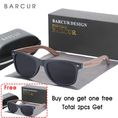 Sonnenbrille Naturholz Walnuss schwarz polarisiert UV400 Herren B
