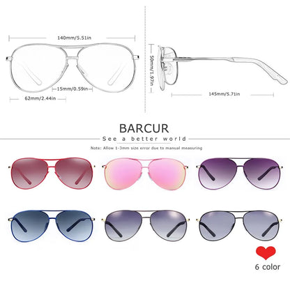 Damen-Sonnenbrille oval Edelstahl Pilot Farbverlauf polarisiert Spiegel