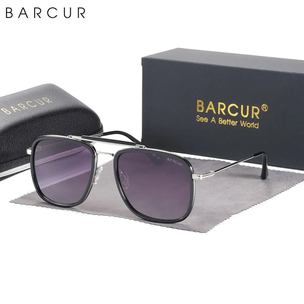 Sonnenbrille quadratisch Luxus Farbverlauf polarisiert Spiegel Herren