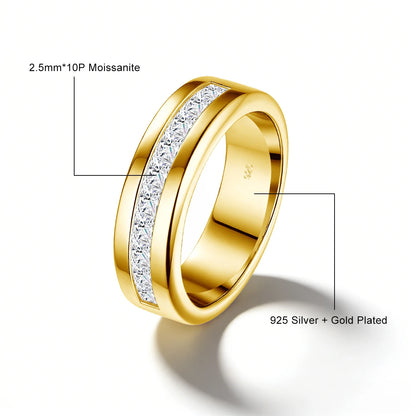 Paar-Ehering aus 925er Silber mit Moissanit für Verlobung und Hochzeit Romantischer Langlebiger Schmuck