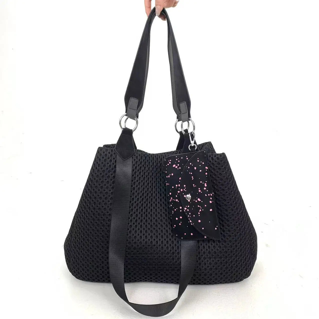 Damen-Shopper aus Netzgewebe mit großem Fassungsvermögen und abnehmbare Mini-Tasche, atmungsaktiv