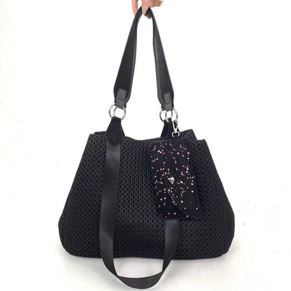 Damen-Shopper aus Netzgewebe mit großem Fassungsvermögen und abnehmbare Mini-Tasche, atmungsaktiv