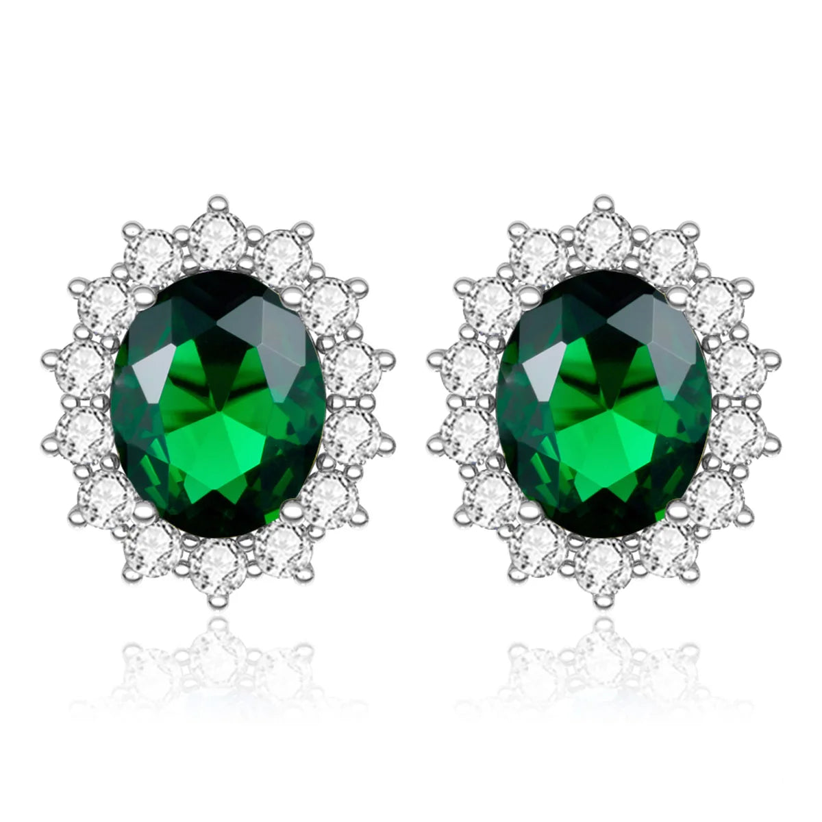 Damen-Ohrstecker Aquamarin Mit Diamanten Aus 925 Sterlingsilber Großes Edelstein-Duo