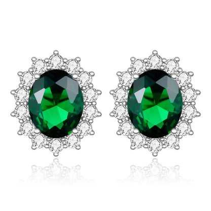 Damen-Ohrstecker Aquamarin Mit Diamanten Aus 925 Sterlingsilber Großes Edelstein-Duo