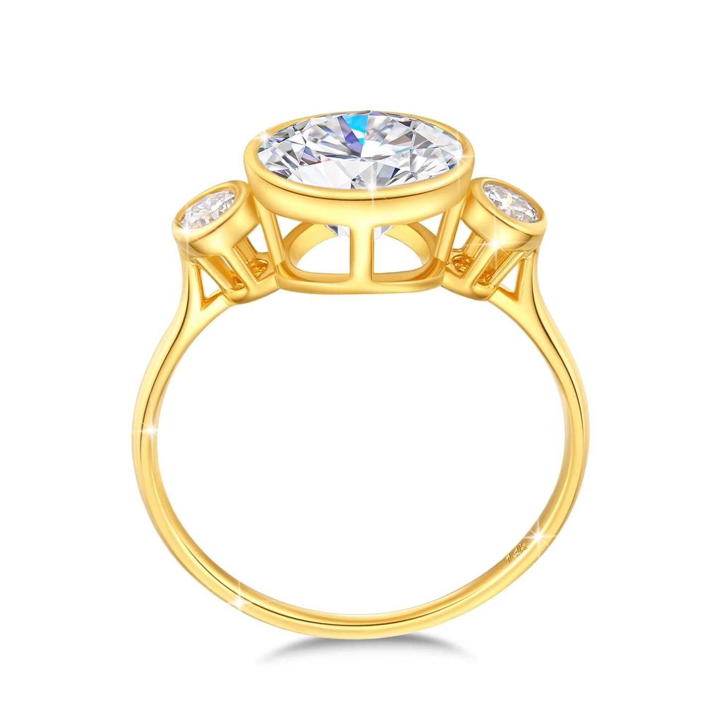 Damen-Verlobungsring aus Gelbgold 14K mit ovalem Moissanit, 2 Karat, feines Finish und langlebigem Glanz