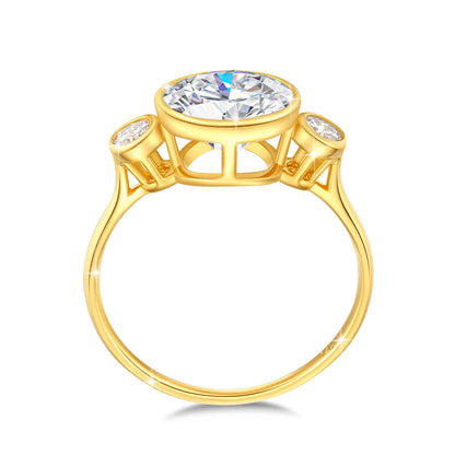 Damen-Verlobungsring aus Gelbgold 14K mit ovalem Moissanit, 2 Karat, feines Finish und langlebigem Glanz
