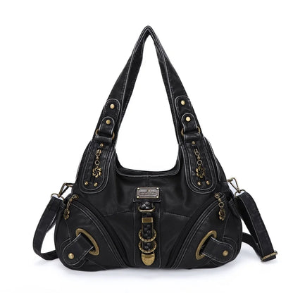 Damen-Schultertasche Vintage Stil mit Top-Griff große Handtasche für Alltag und Freizeit