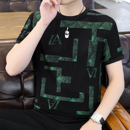 Herren T-Shirt aus Eis-Seide mit lässigem Rundhalsausschnitt für den Sommer