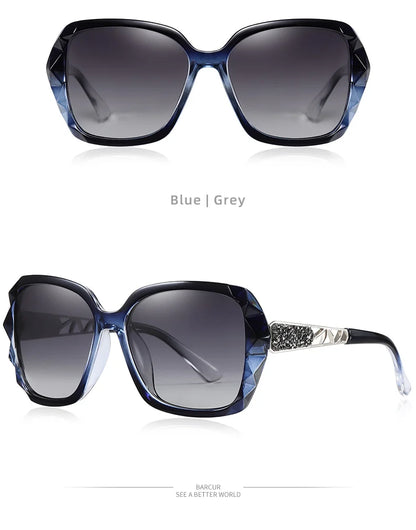 Damen-Sonnenbrille Katzenauge Polaroid Farbverlauf UV400 großer Rahmen