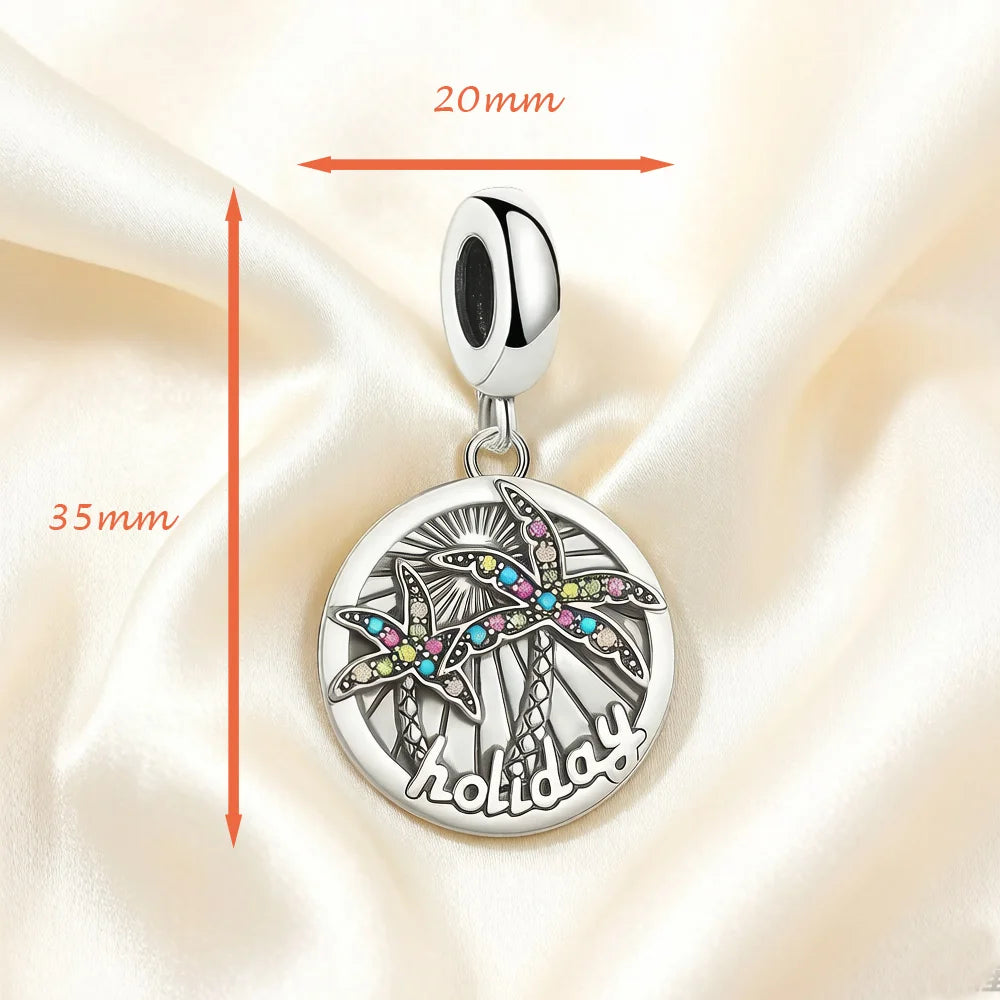 Damen-Charm-Anhaenger Palme tropisch aus Sterlingsilber
