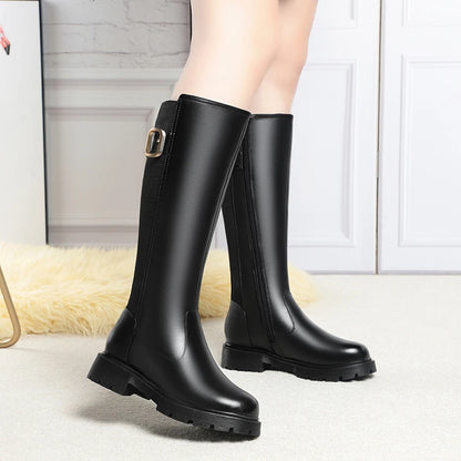 AIYUQI Women Long Boots Genuine Leather 2024 New Large Size Non-slip Rome Women's Winter Boots Warm Wool High Boots Women