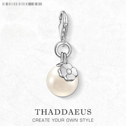 Damen-Charm-Anhänger Perle Kleeblatt Glück aus Sterlingsilber