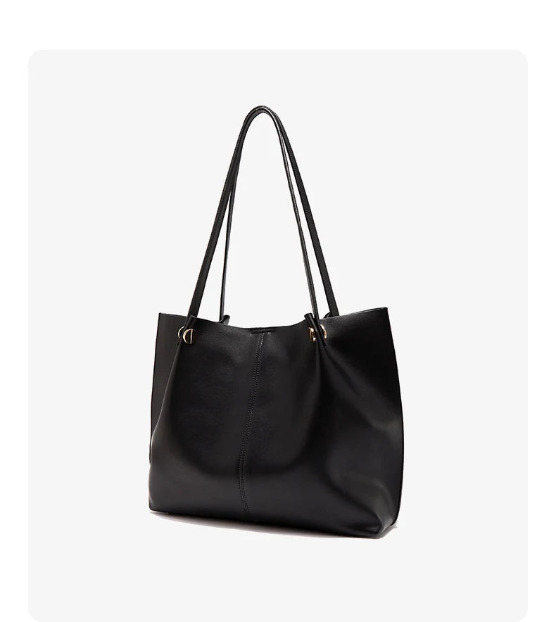 Damen Schultertasche Aus Splitleder Retro-Stil Großes Fassungsvermögen