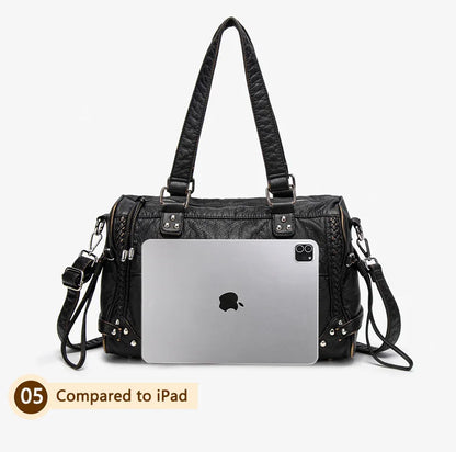 Damen-Handtasche aus weichem Bronzeleder Großes Fassungsvermögen mit Innenfächern Alltagstauglichkeit
