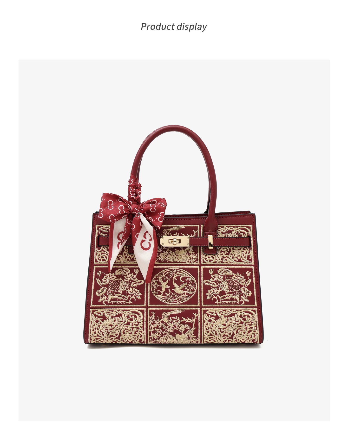 Damen Handtasche Aus Split-Leder Mit Crossbody-Tasche Im Chinesischen Stil