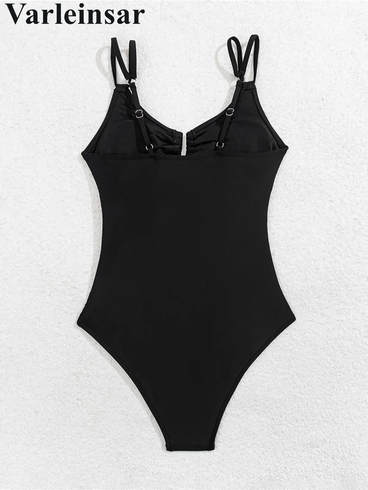 Damen Badeanzug U-Ausschnitt gerüscht hoher Beinausschnitt Monokini gepolstert