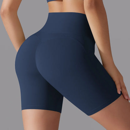 Yoga-Shorts mit hoher Taille, navy, formende Po-Nähte, kurz