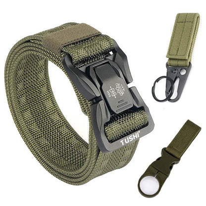 Herren-Taktischer Outdoor-Gürtel Mit Metall-Schnalle Und Schnellverschluss In Schwarz
