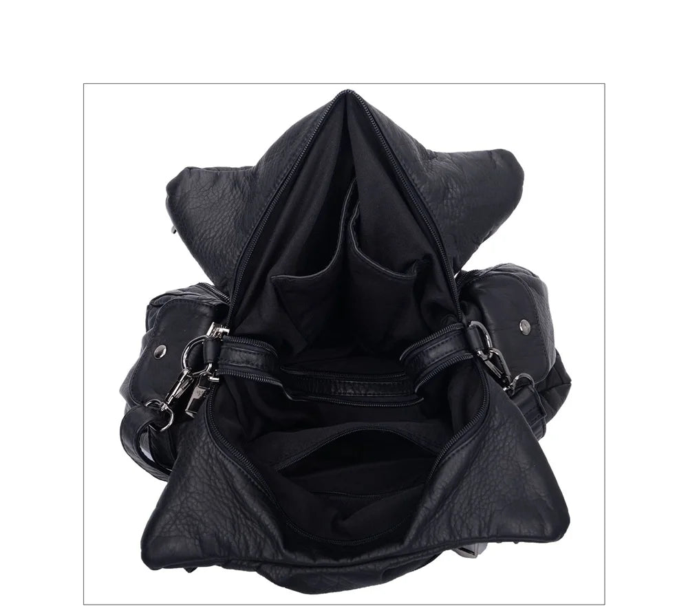 Damen-Hobo-Tasche aus Vintage-Leder mit verstellbarem Tragegurt und Mehrfachtaschen
