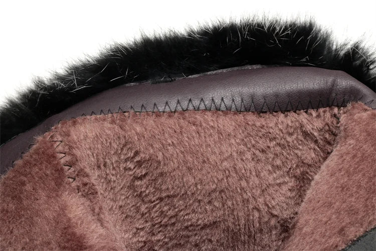 Damen Stiefel aus echtem Leder mit quadratischem Absatz und Fellfutter