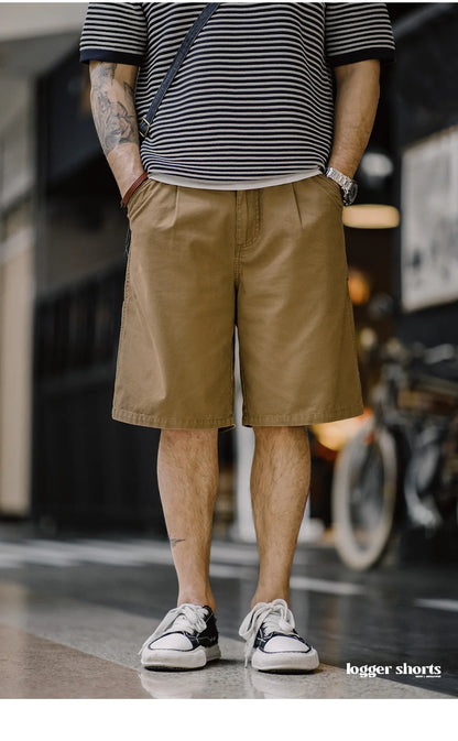 Herren Vintage Holzfäller Shorts mit Multi-Pocket und Reißverschluss für den Sommer