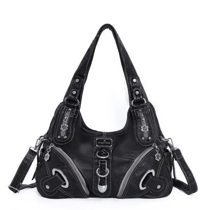 Damen-Schultertasche Vintage Stil mit Top-Griff große Handtasche für Alltag und Freizeit