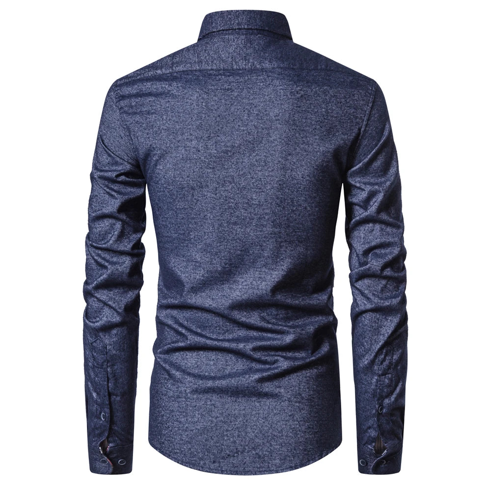 Herren Langarm Hohe qualität Designer Shirt Front Patch Brust Tasche Schlanke Taste-down Kragen Dicke Arbeit Shirts männer Kleidung