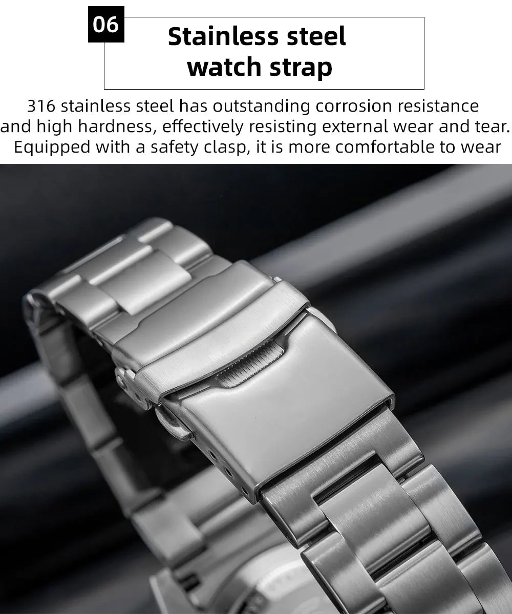 Herren-Sportuhr 41 mm aus 316L-Edelstahl mit 20 Bar