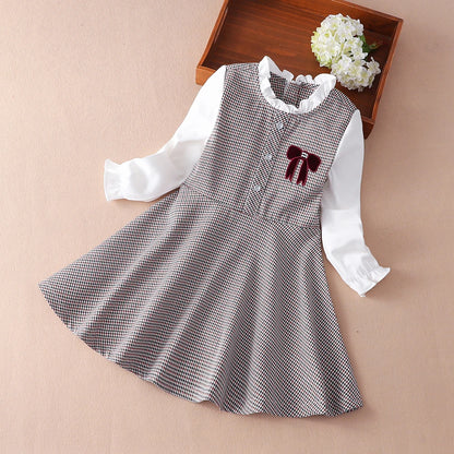 Mädchen Prinzessin Kleider Frühling Herbst lässig Kinder Langarm Plaid Kleidung 4-12 Jahre täglich Kinder Kleider