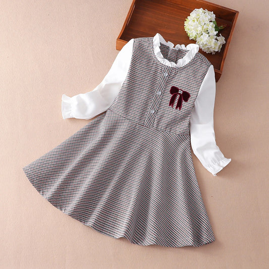 Mädchen Prinzessin Kleider Frühling Herbst lässig Kinder Langarm Plaid Kleidung 4-12 Jahre täglich Kinder Kleider