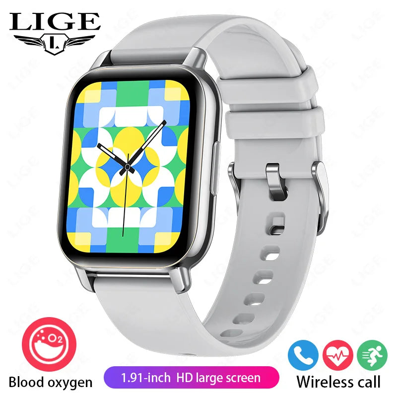 LIGE 2024 Neue Mode Smartwatch Männer 1,91 "HD Bildschirm Bluetooth Anruf Herzfrequenz Blutdruck Schlaf Überwachung Smart Uhr frauen