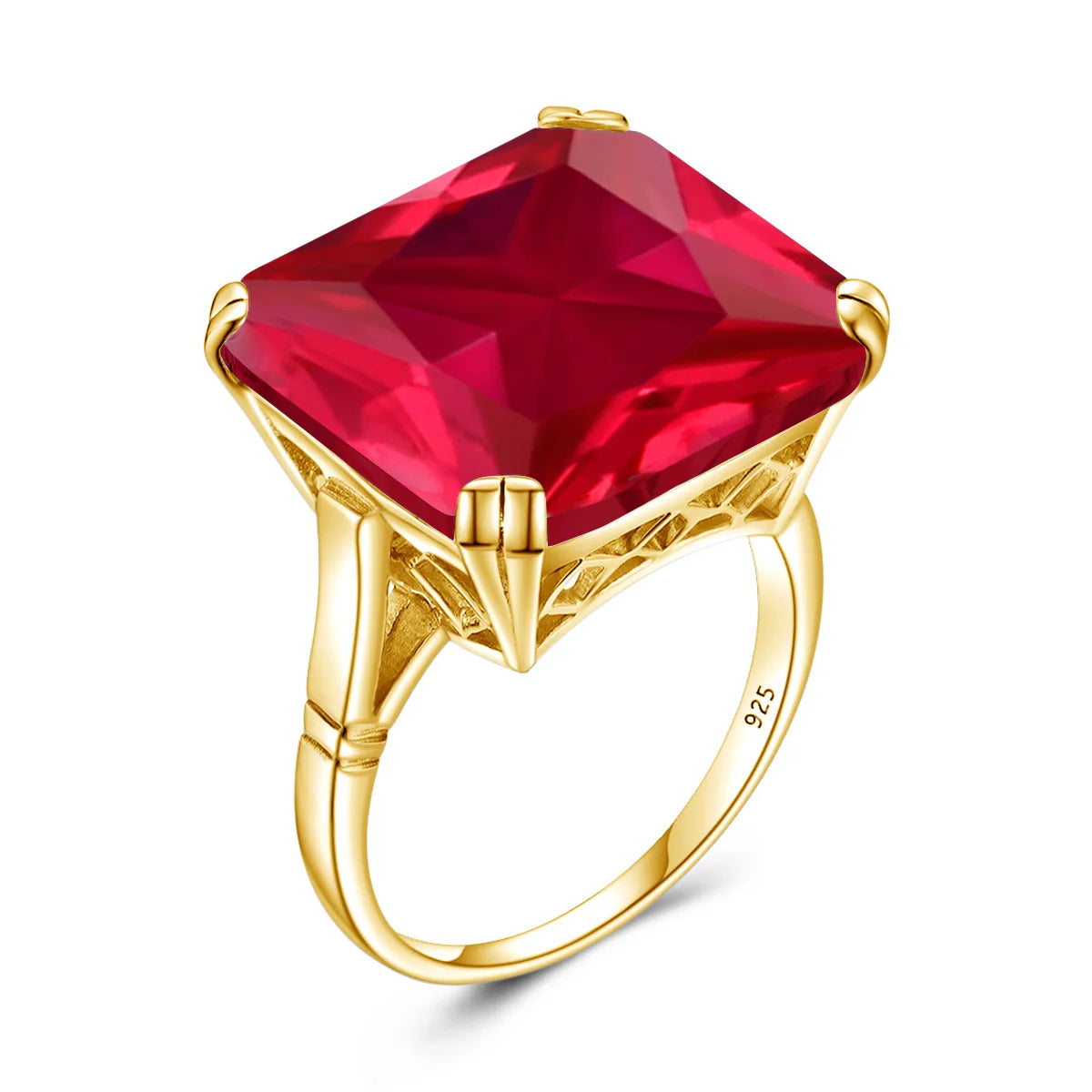 Damen-Ring aus Silber 925 mit Großem Quadratischem Citrin-Stein im Signet-Stil für Hochzeit und Festliche Anlässe