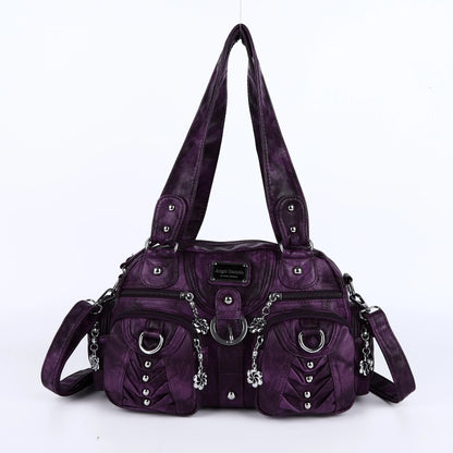 Damen-Satchel-Handtasche aus PU-Leder mit Reißverschluss und viel Stauraum für Alltag und Freizeit
