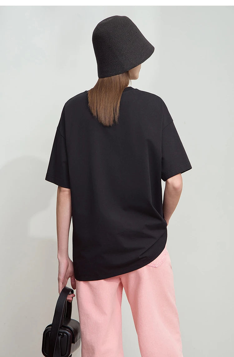 Damen T-Shirt im lässigen Stil mit Rundhalsausschnitt und kurzem Arm