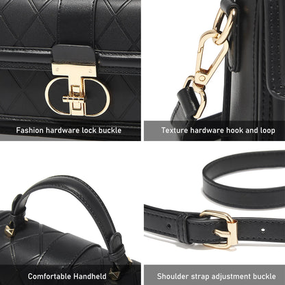 Damen Top-handle Tasche aus Split Leder mit Diamant-Gitter