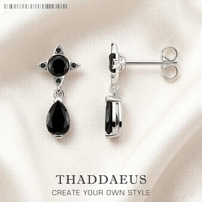 Damen-Ohrstecker Wassertropfen schwarz magisch 925 Sterlingsilber II