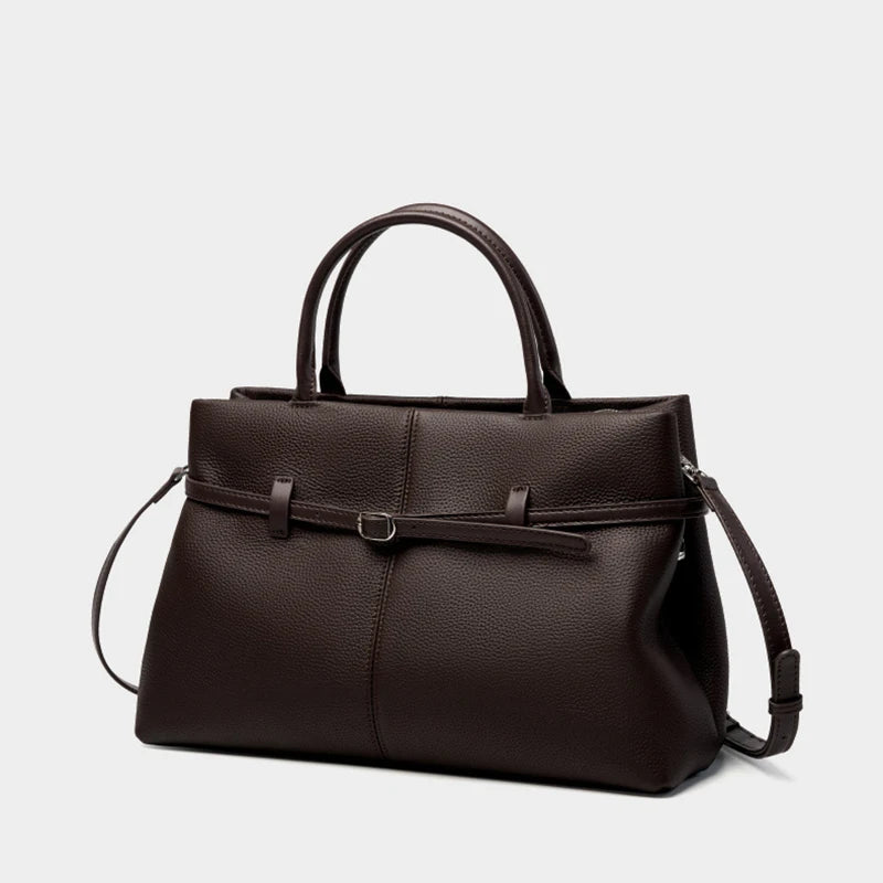 Leder-Top-Handle Tote | Vollnarbenleder Silberbeschläge