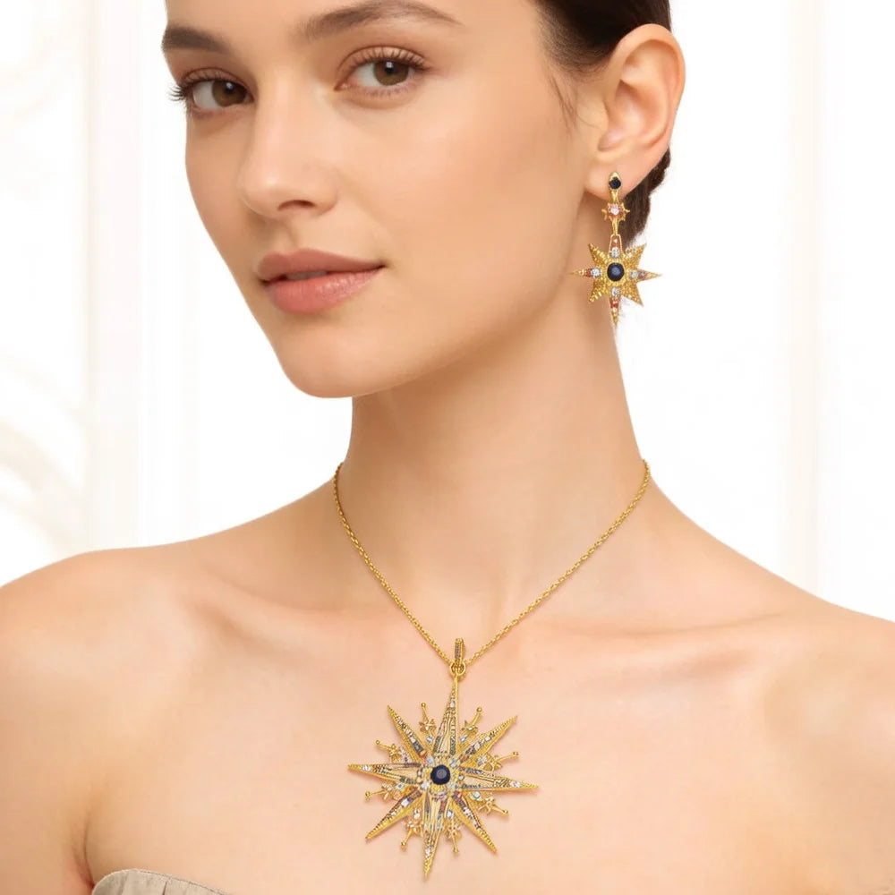 Damen-Schmuckset Sterne und Mond Böhmen aus Sterlingsilber
