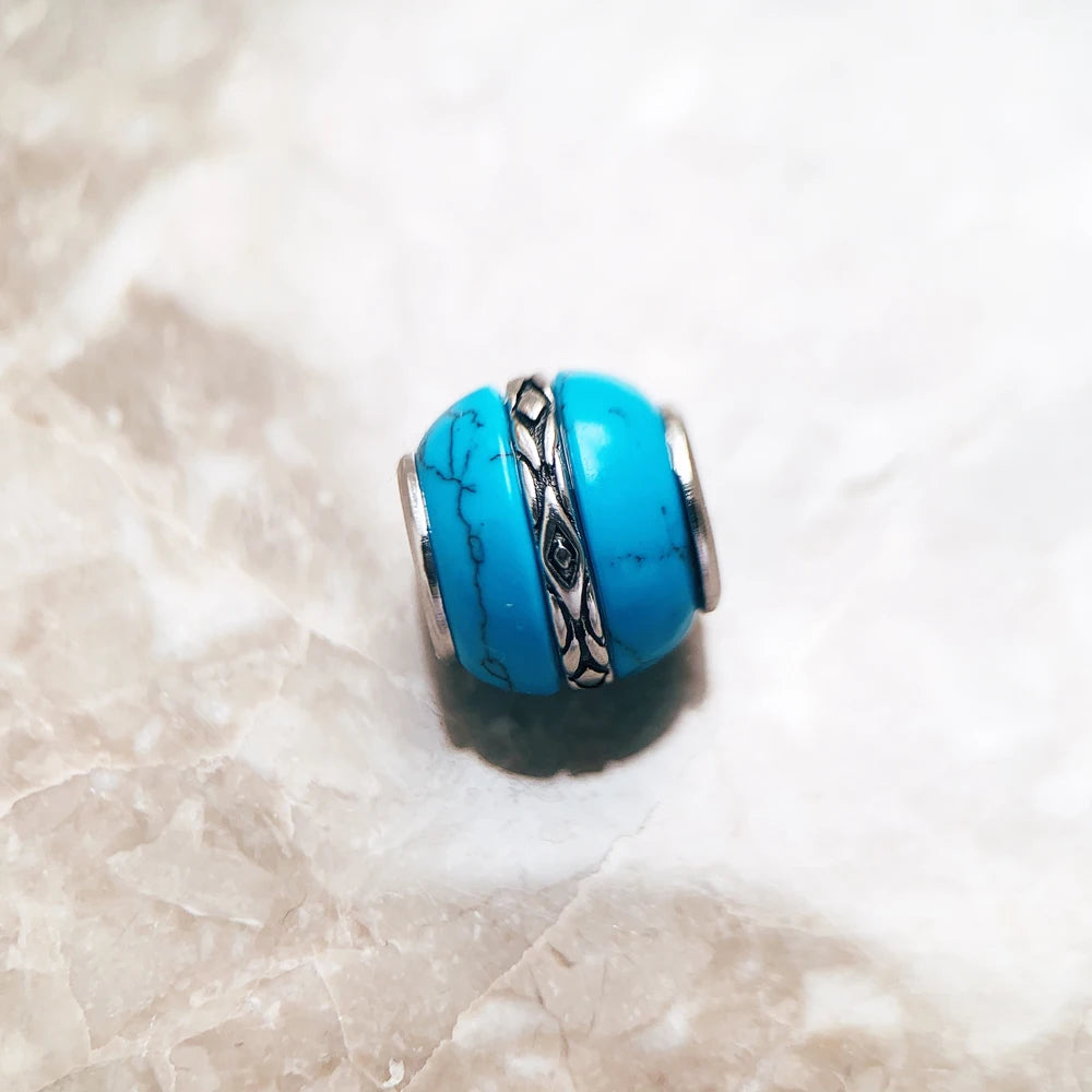 Damen-Charm-Anhänger Perlen Türkis Luxus DIY aus Sterlingsilber