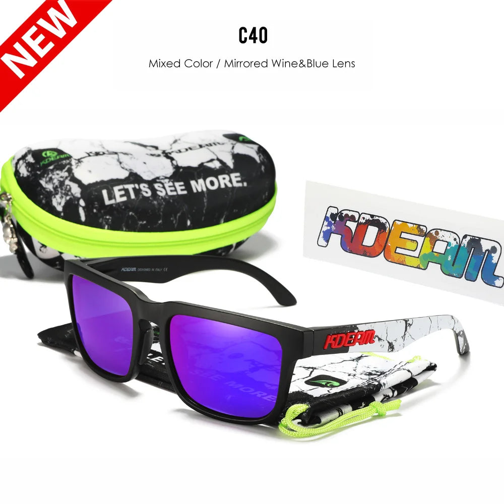 Sonnenbrille quadratisch polarisiert Reißverschlussetui 30 Farben Unisex
