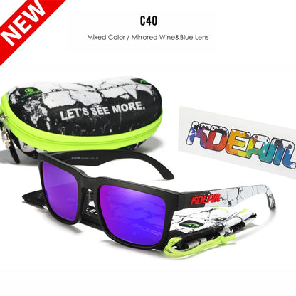 Sonnenbrille quadratisch polarisiert Reißverschlussetui 30 Farben Unisex