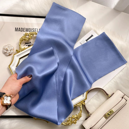 Damen Seidenschal dünn Taschenband Foulard Haarband Stirnband bedruckt B