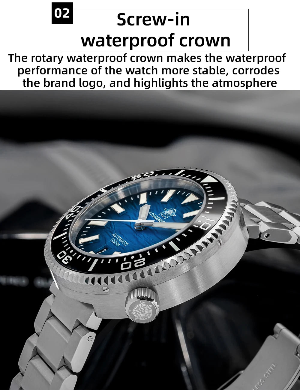 Herren-Profi-Taucheruhr mit 1000 m Wasserdichtigkeit und NH35A