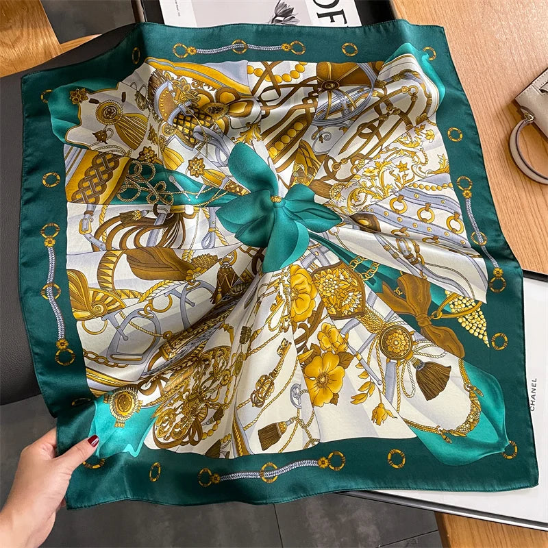 Damen Seidenschal quadratisch 70cm Halstuch Bandana Hijab Pashmina E