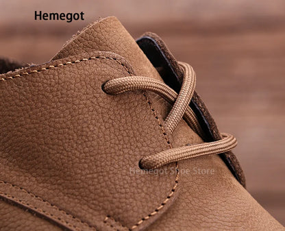 Non-Slip Lace Up Single Shoe Thick-Soled Men's Shoes Retro Shoes Men's Shoes Wear-Resistant Solid Color Handmade Men's Shoes