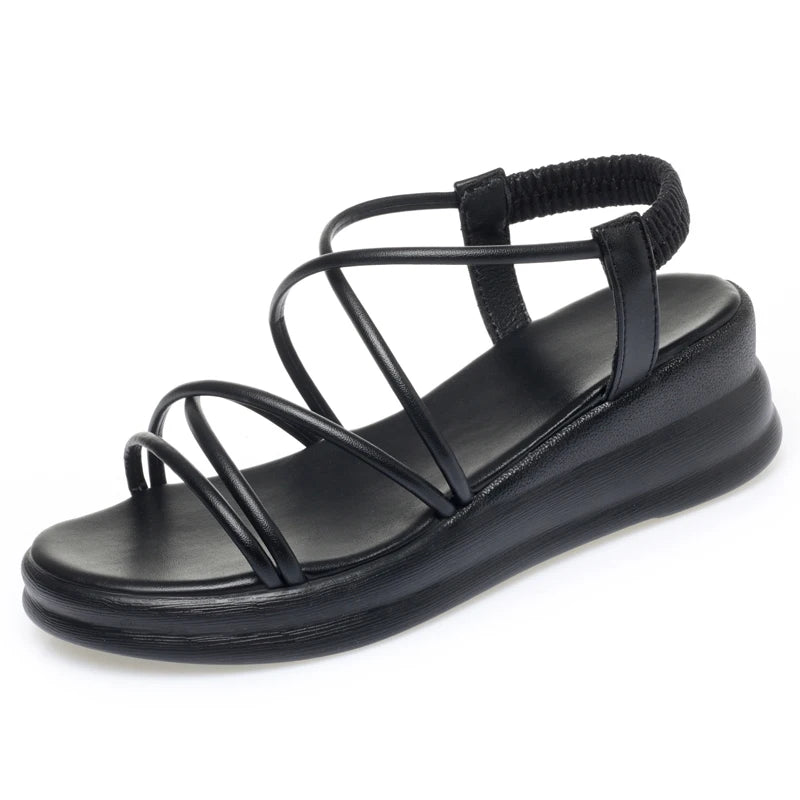 Damen Römische Sandalen Flach Riemchen Bequem