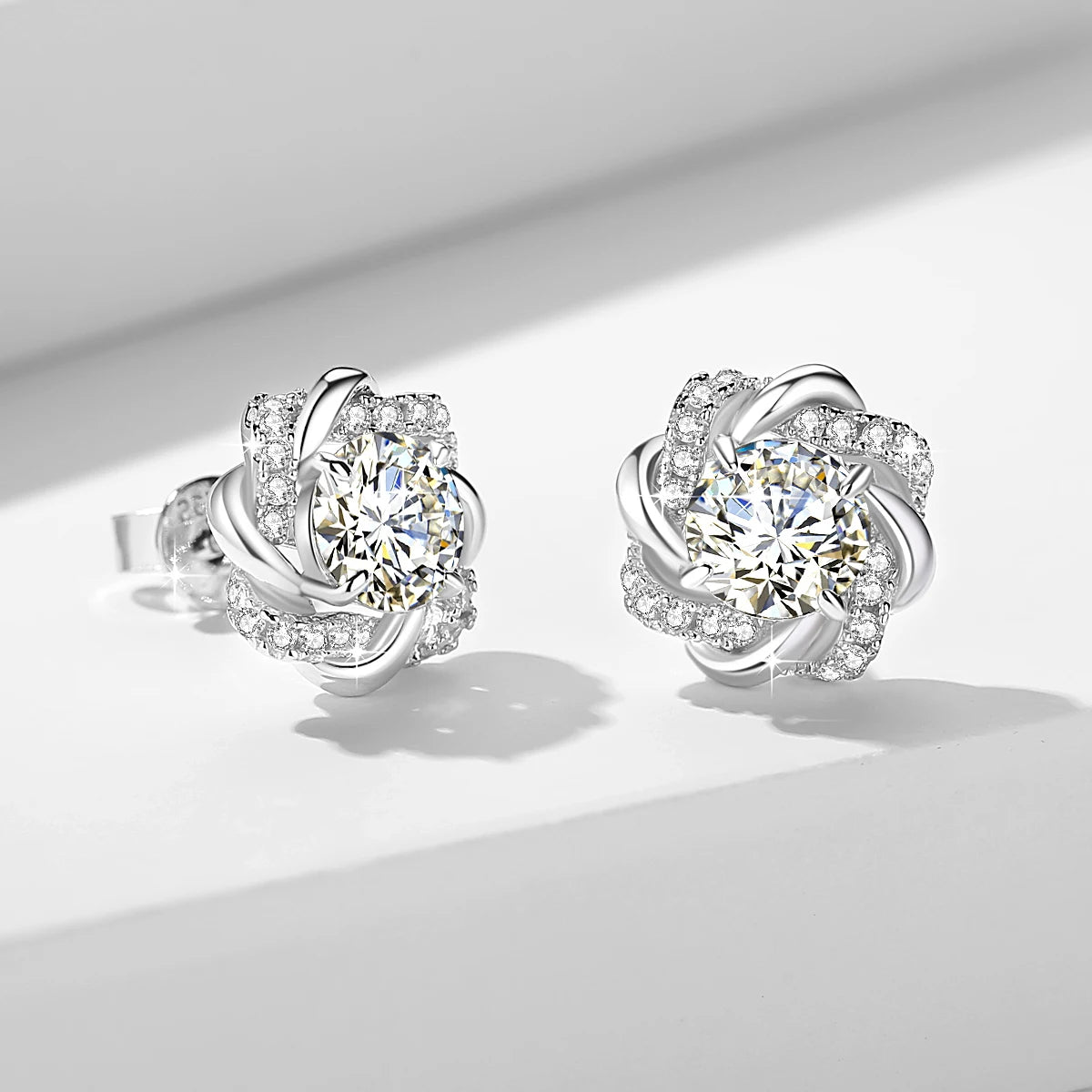 Damen-Moissanit-Ohrringe mit Zertifikat, 2 Karat Rosegold, Davidstern-Design, Luxusschmuck