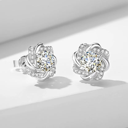 Damen-Moissanit-Ohrringe mit Zertifikat, 2 Karat Rosegold, Davidstern-Design, Luxusschmuck