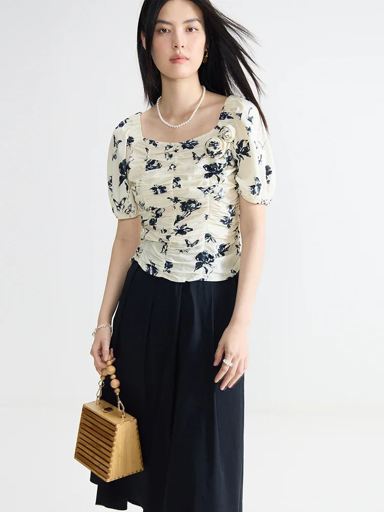 Damen-Chiffonbluse mit V-Ausschnitt und kurzen Ärmeln – sommerlich leicht und elegant fürs Büro