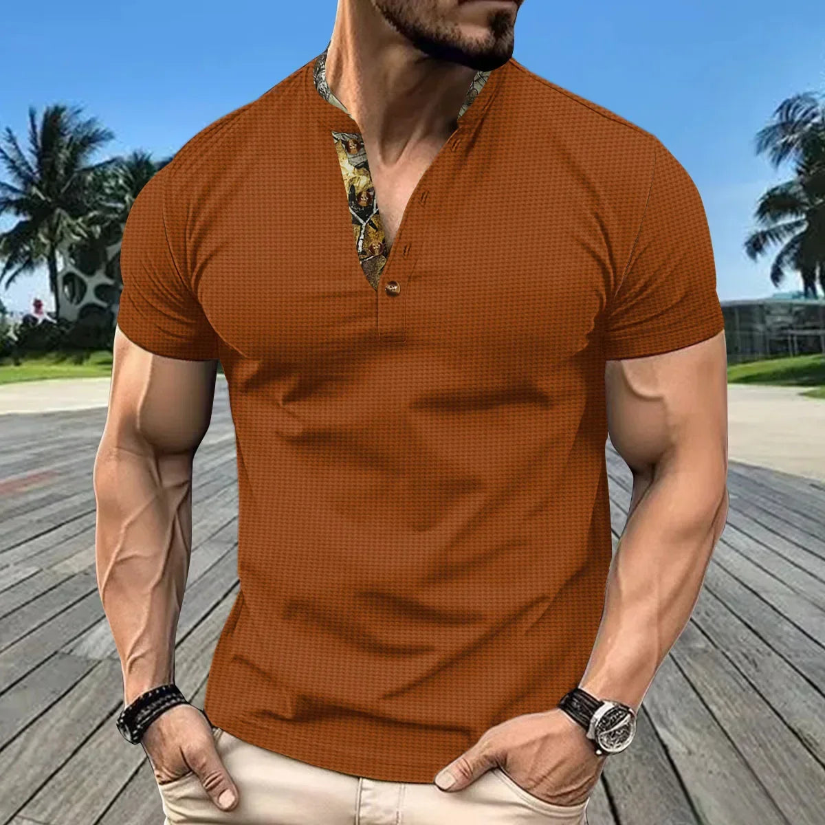 Herren-Polo-T-Shirt mit kurzen Ärmeln und Knopfleiste – große Größen, ideal für den Sommer